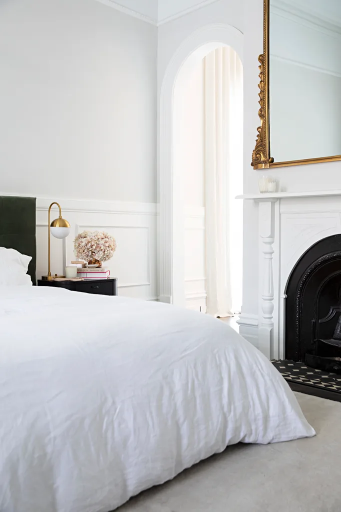 Sam and Snezana Wood home main bedroom fireplace