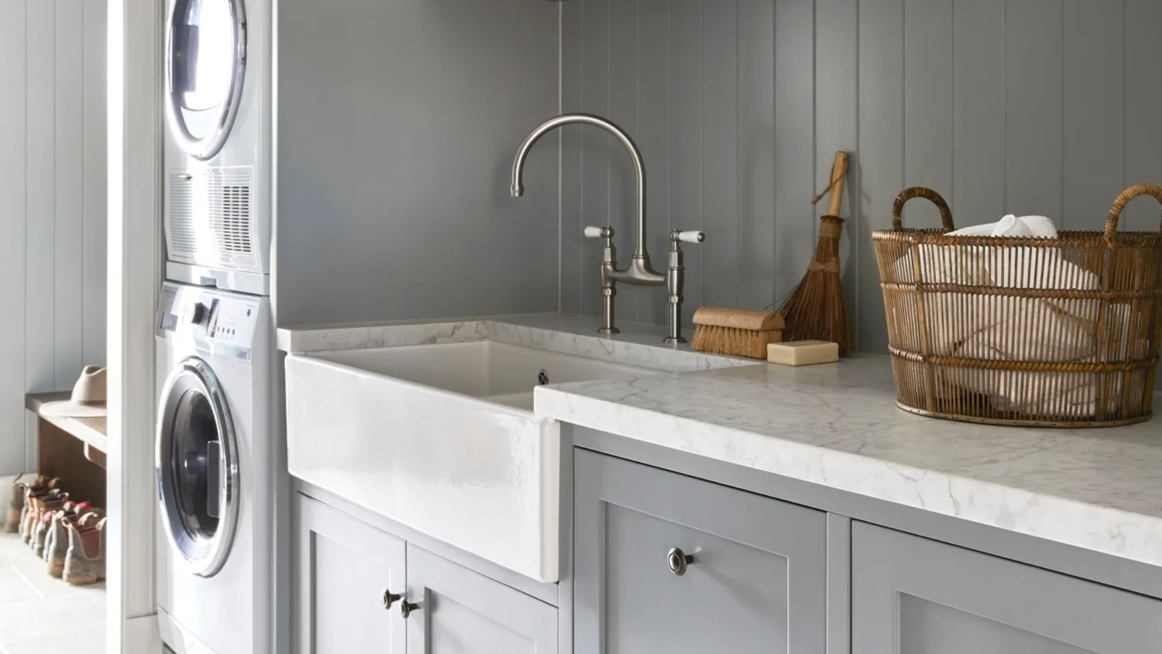 Design a timeless, functional farmhouse-style laundry