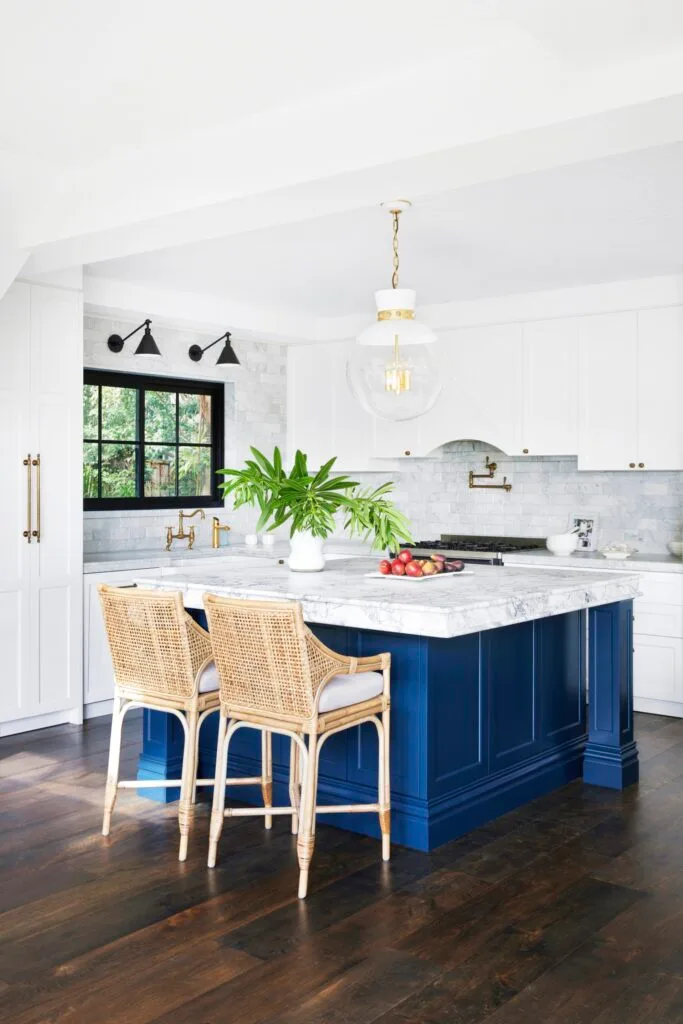 hamptons inspired bungalow upper north shore blue kitchen joinery