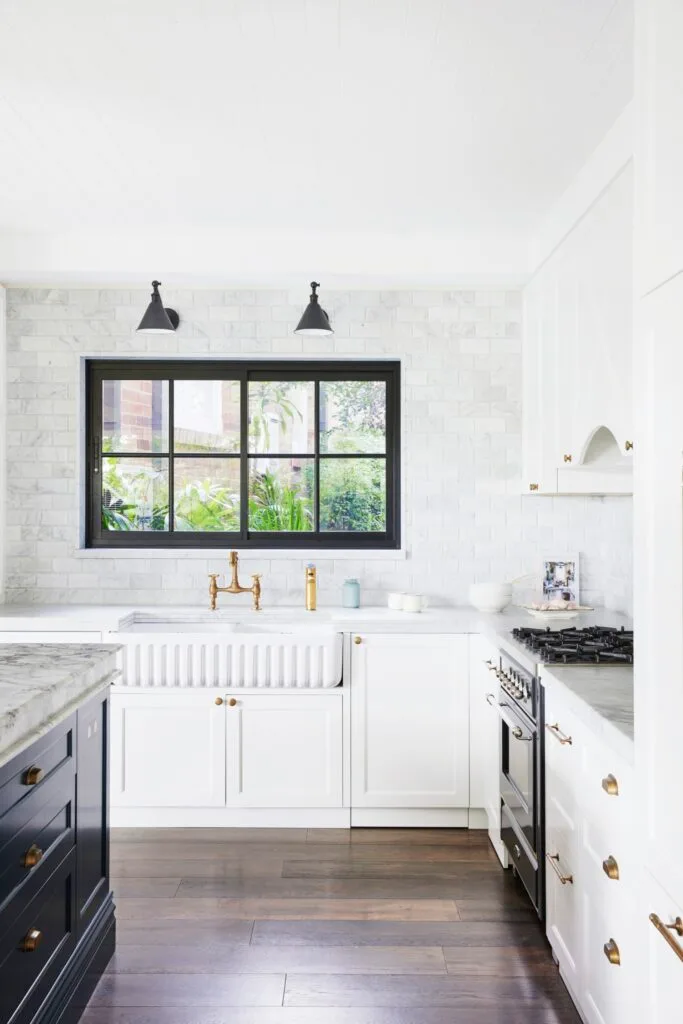 hamptons inspired bungalow upper north shore kitchen farmhouse sink