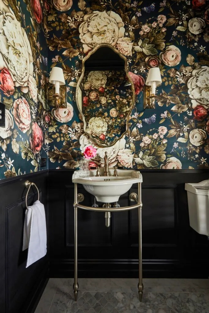 stone homestead central victoria powder room flower wallpaper