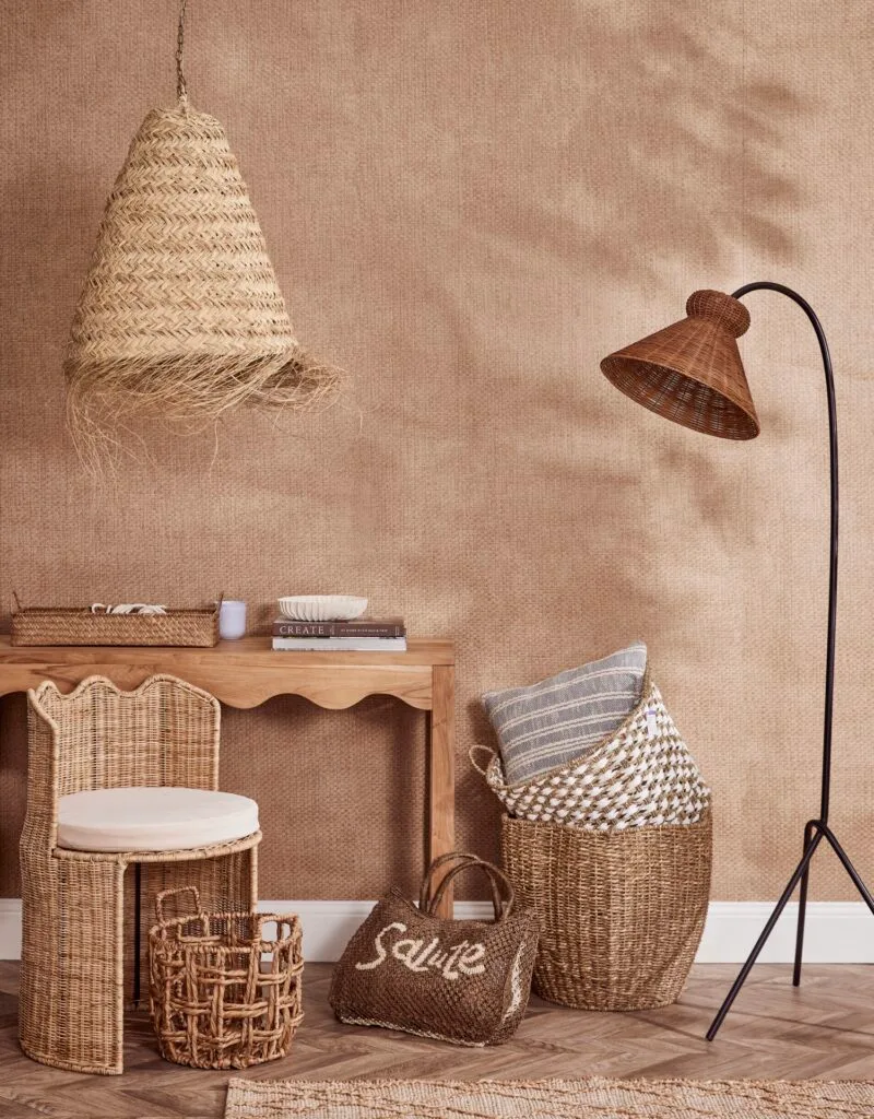 woven homewares pendant light basket weave wallpaper