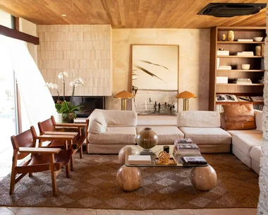 kara roselund's living room with a large artwork at the centre