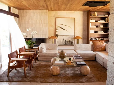 kara roselund's living room with a large artwork at the centre