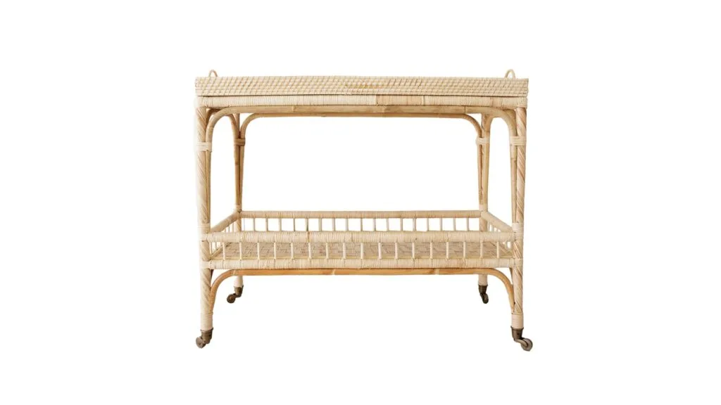 Lila Interiors Cayman Rattan Bar Cart Temple and Webster