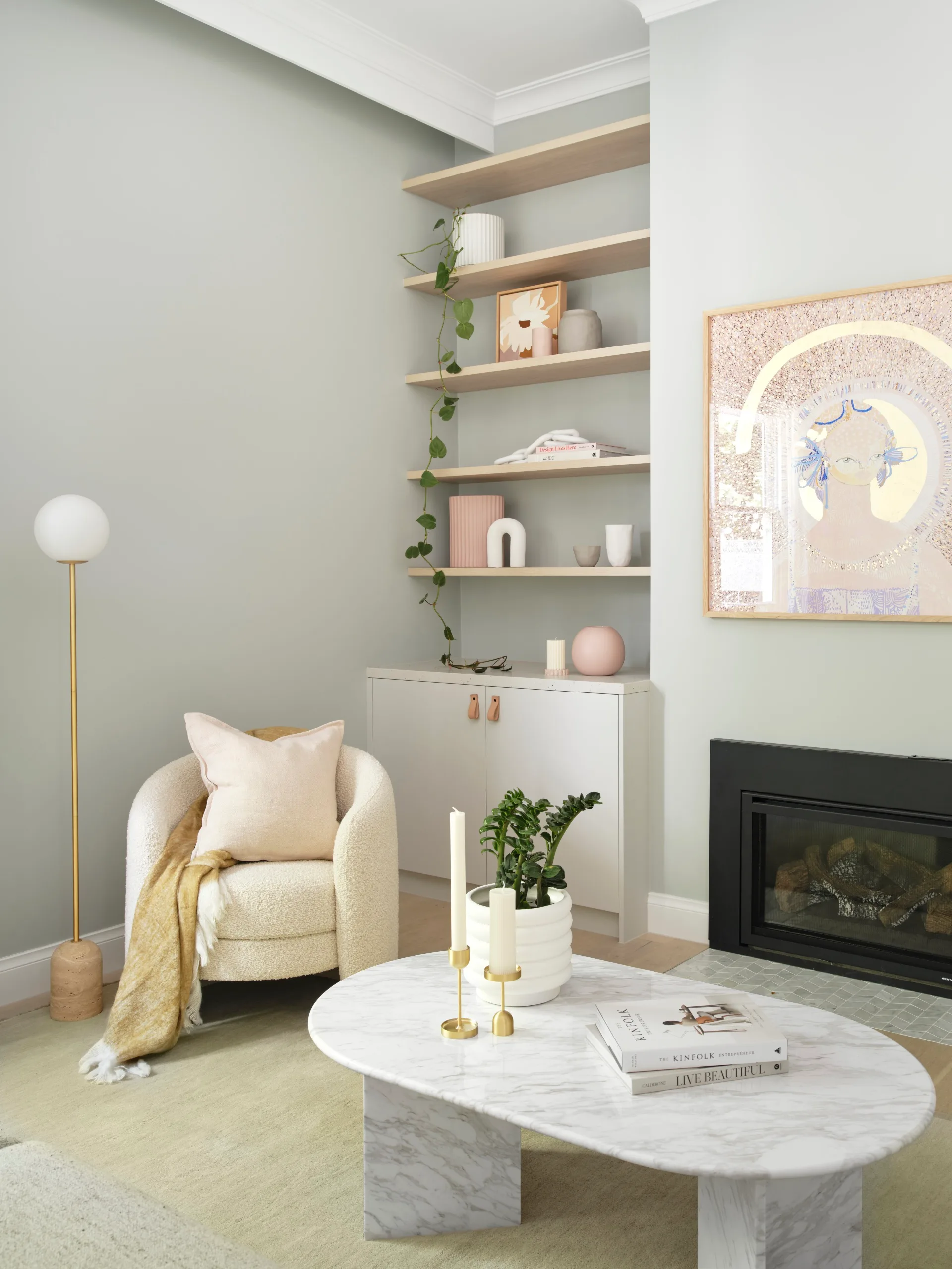 Contemporary Scandi style sitting room in neutral colours.