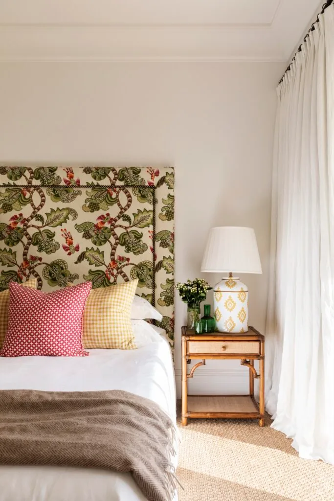 lamps bedside with floral bedhead