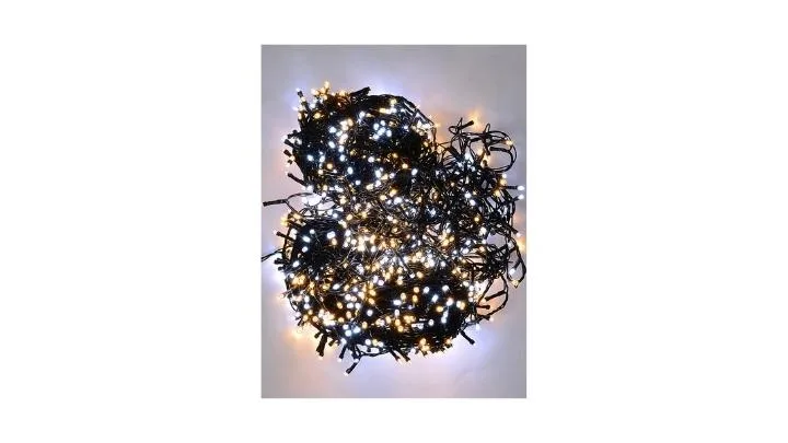 1000 Warm & Cool White LED Concave Bulb Christmas Fairy String Lights - 50m