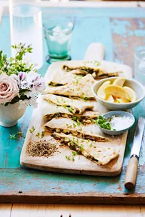 Breakfast Turkish gozleme ready to serve.