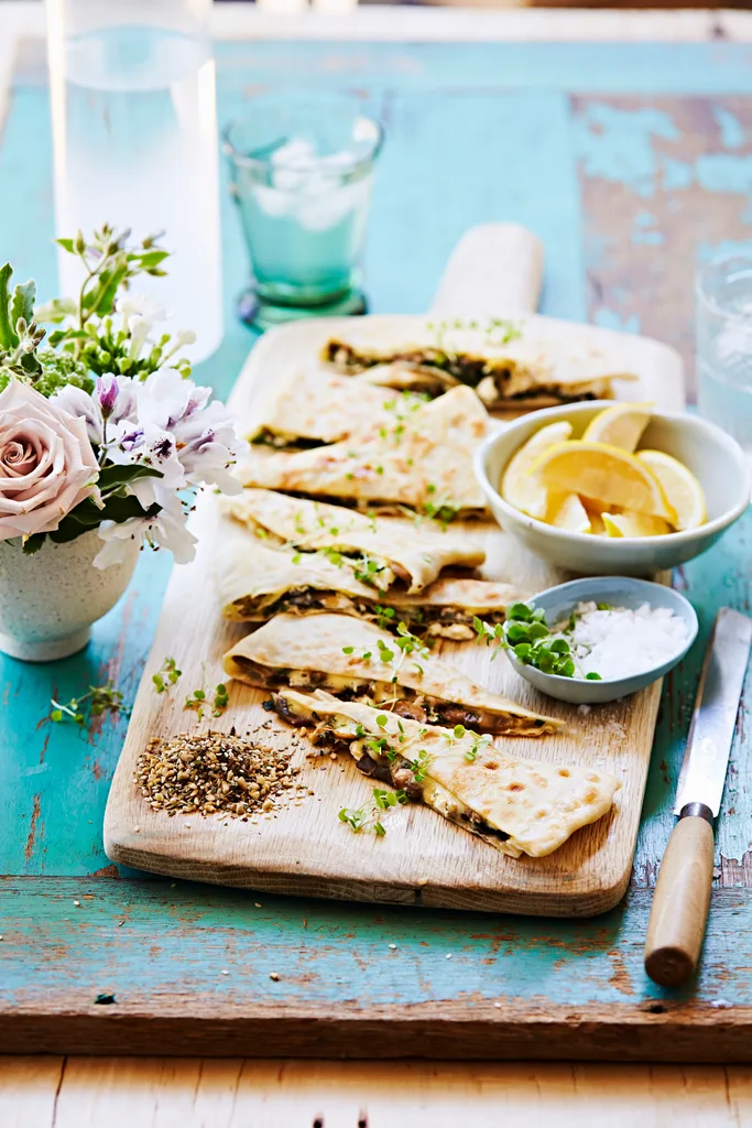 Breakfast Turkish gozleme ready to serve.