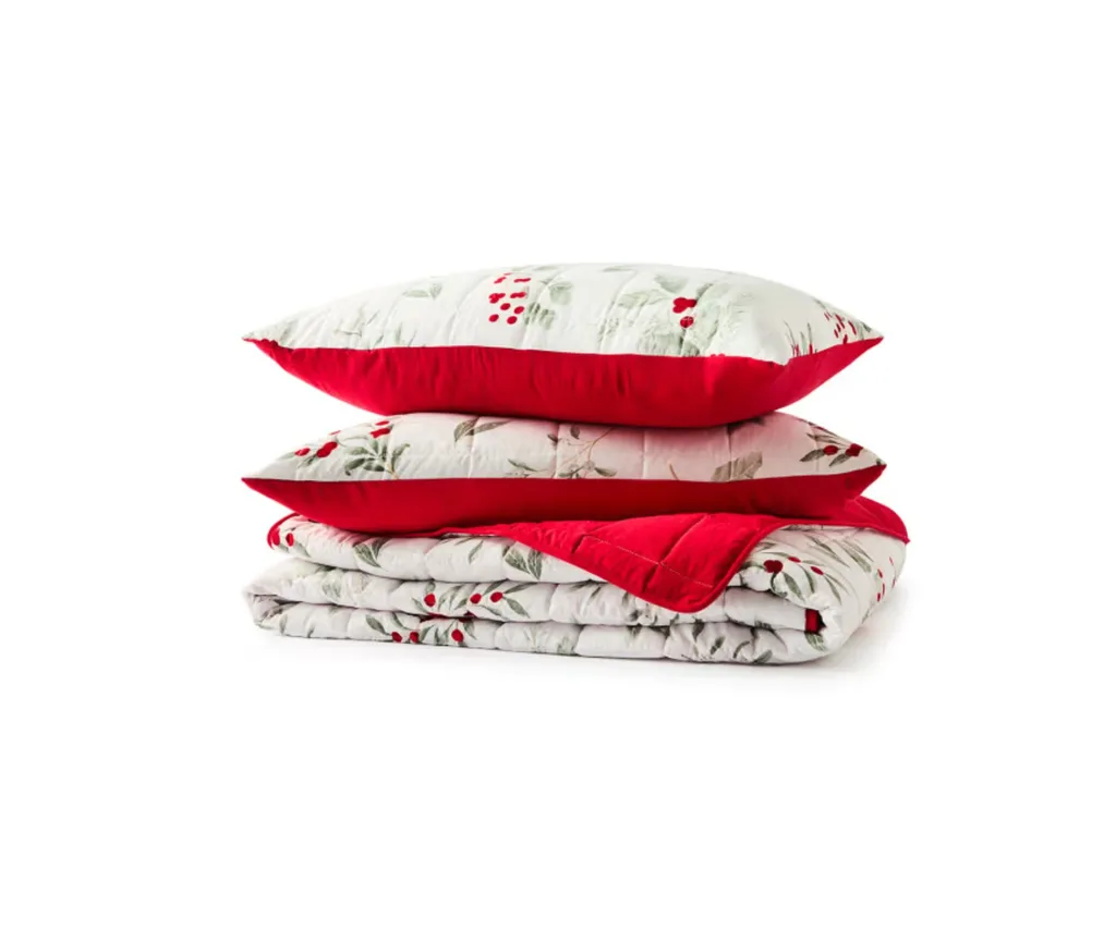 Festive coverlet.