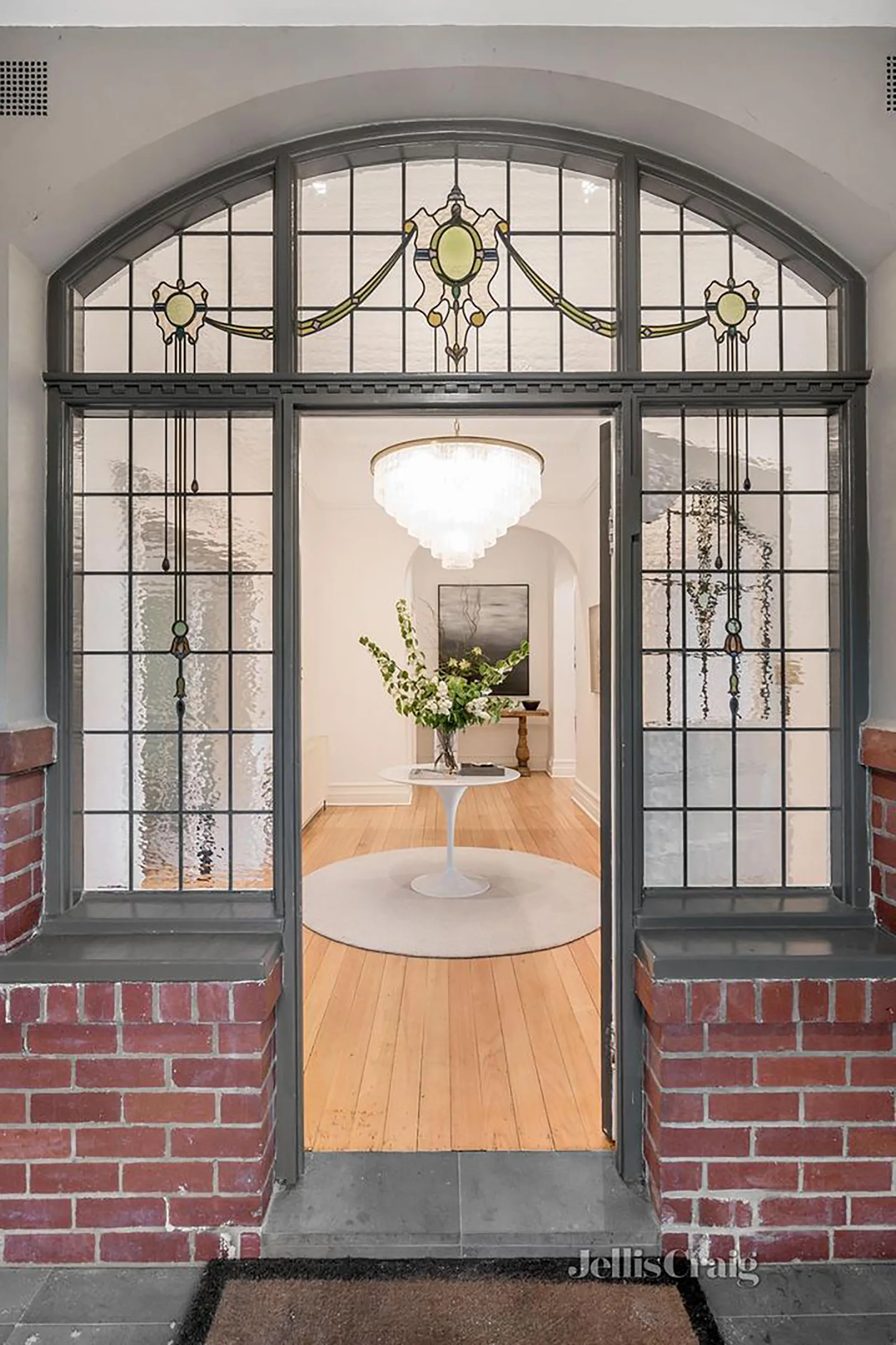 Front door to arts and crafts style home owned by former AFL captain Jonathan Brown