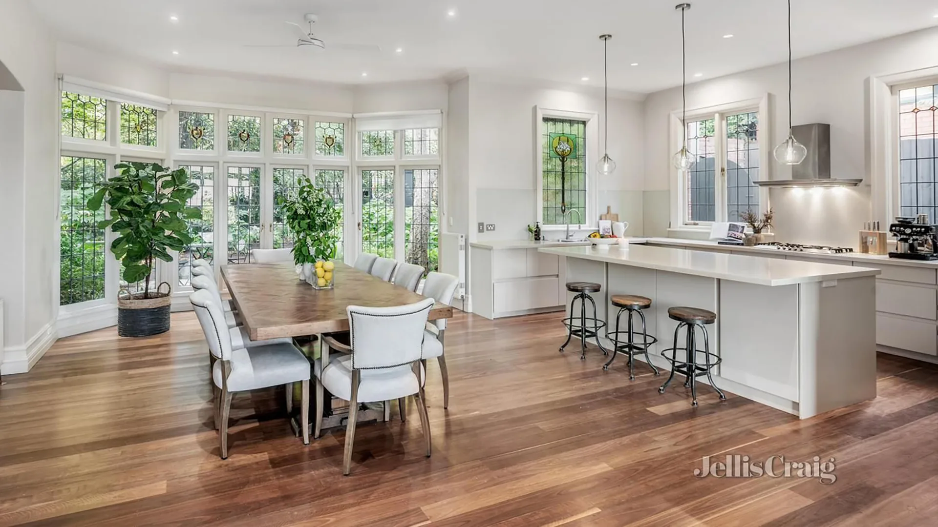 Open plan kitchen and dining room at the home of former AFL captain Jonathan Brown