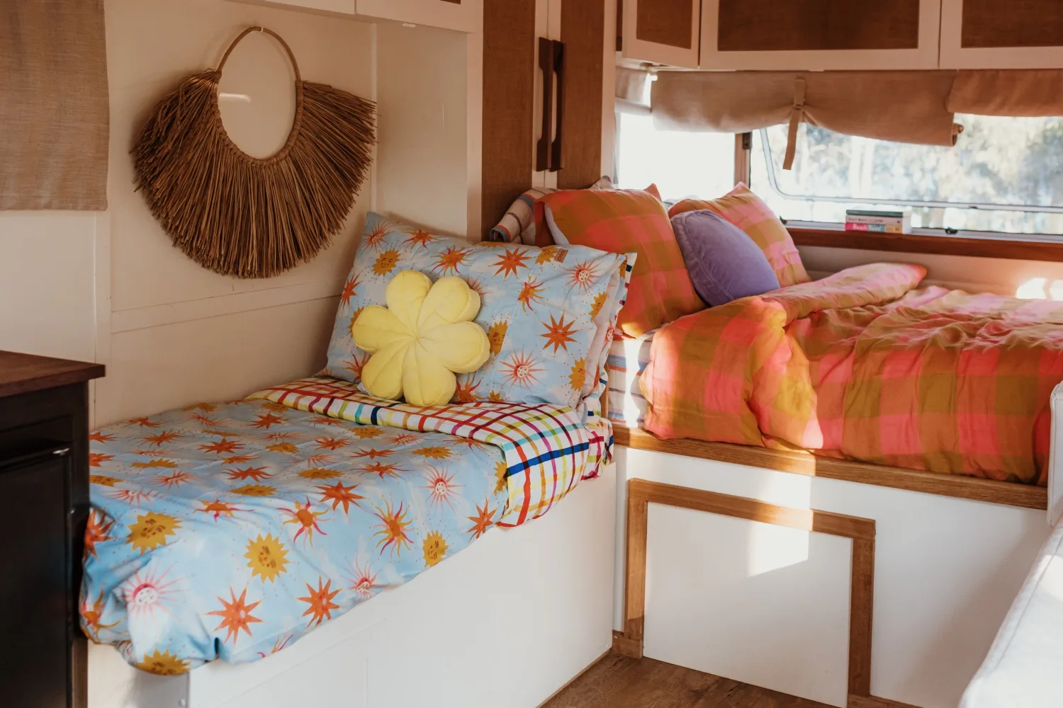 camplify caravan hire lenni kip and co bedding