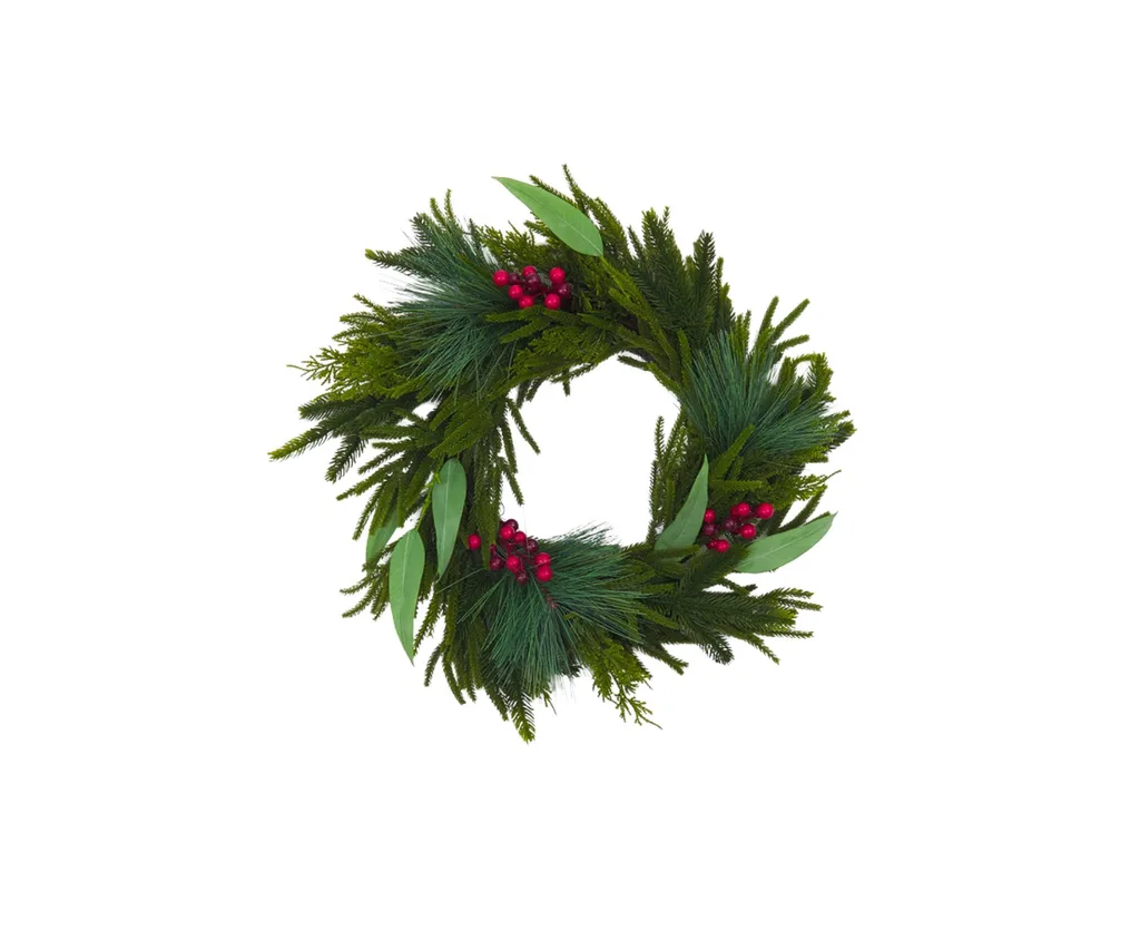 Christmas wreath with red berries.
