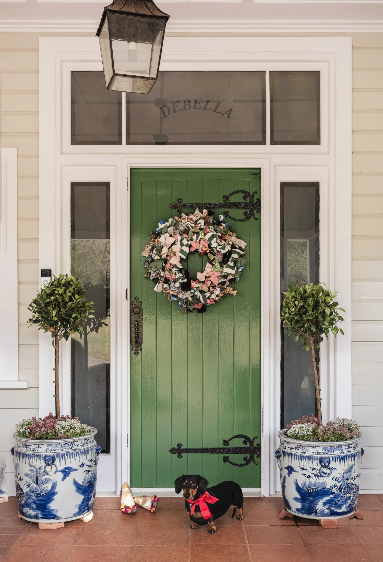 Melanie Parker Christmas wreath front door