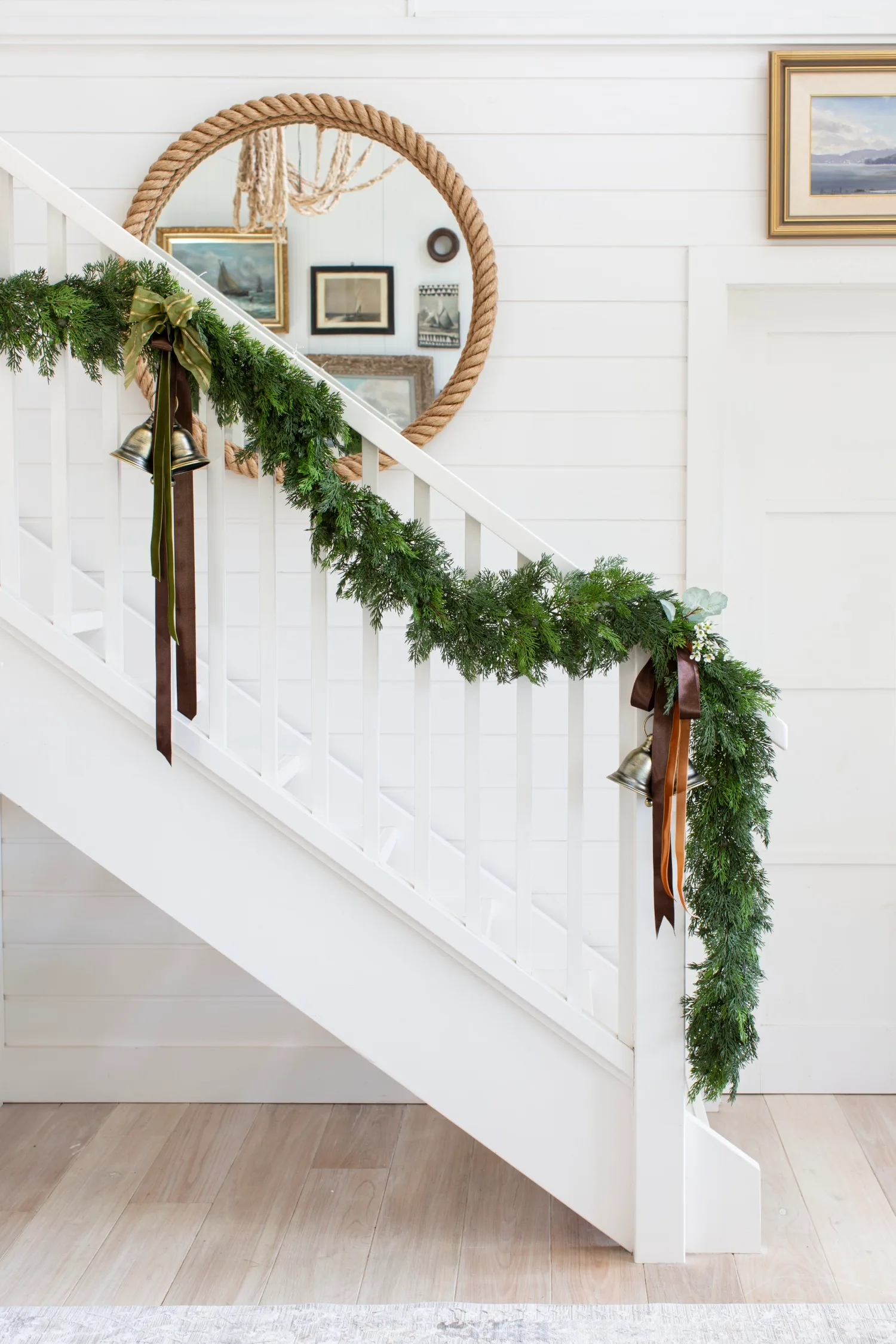 Tara Dennis Christmas decorated stair rail