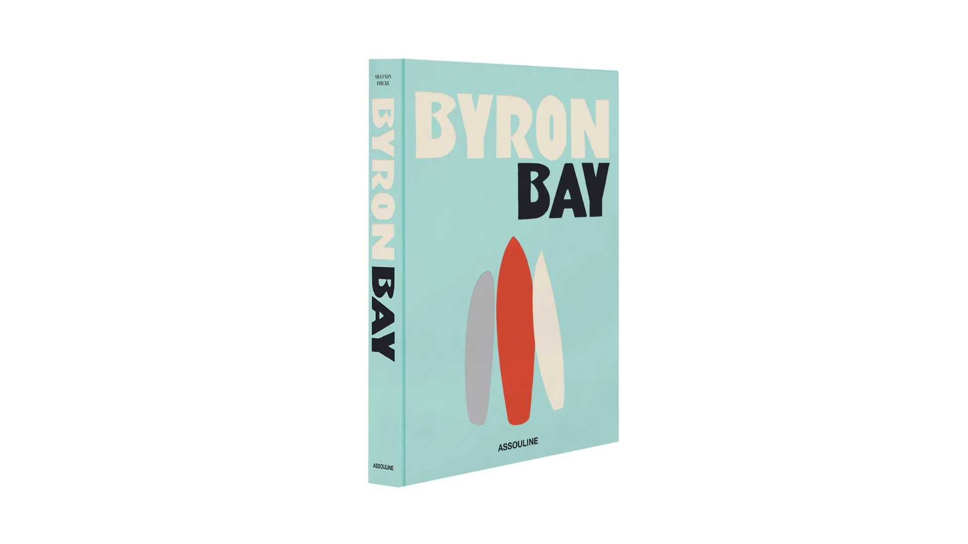 A hardcover blue book with three surfboards on the cover