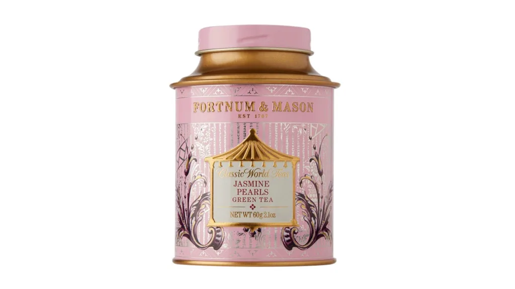 Green tea in a pink container