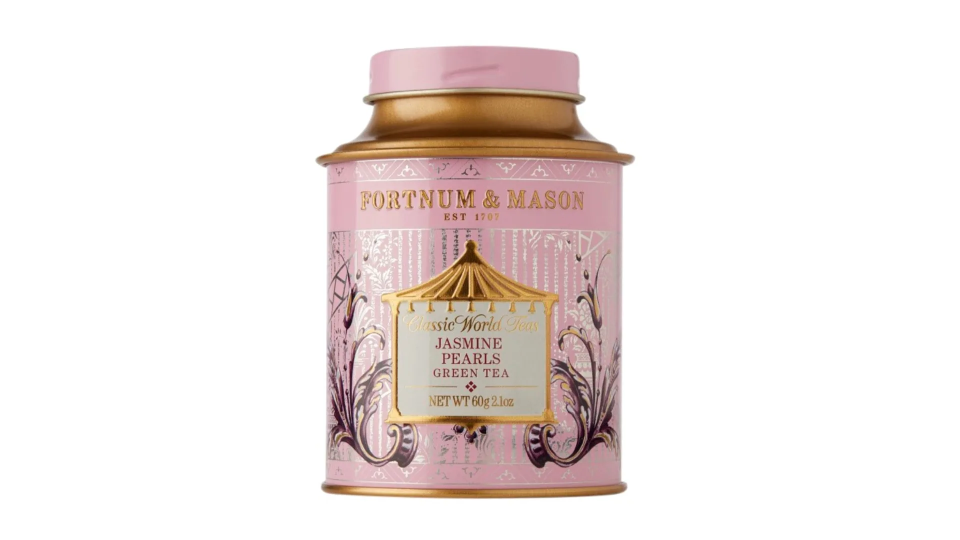 Green tea in a pink container