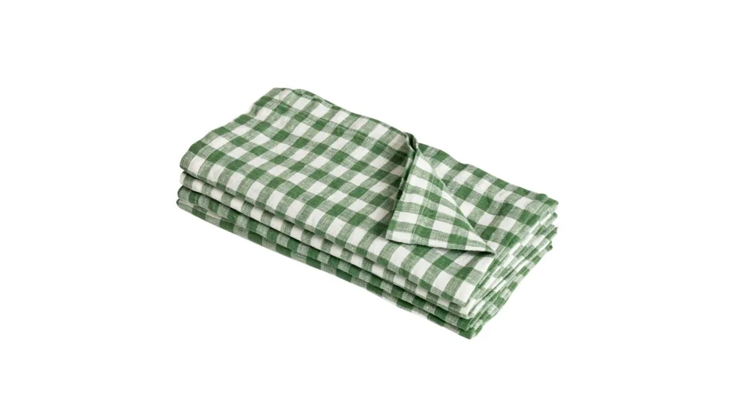 Green and white checkered napkins