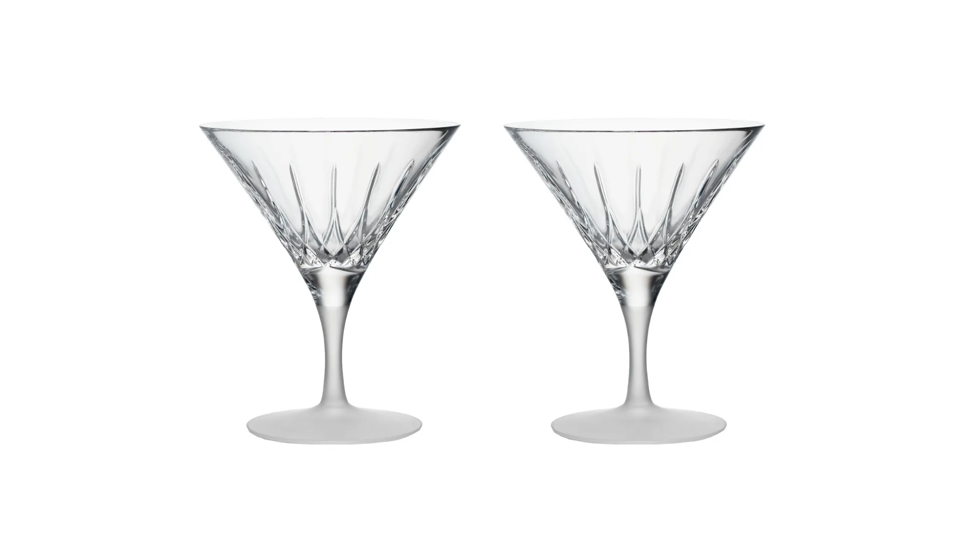 Two martini glasses, made from crystal
