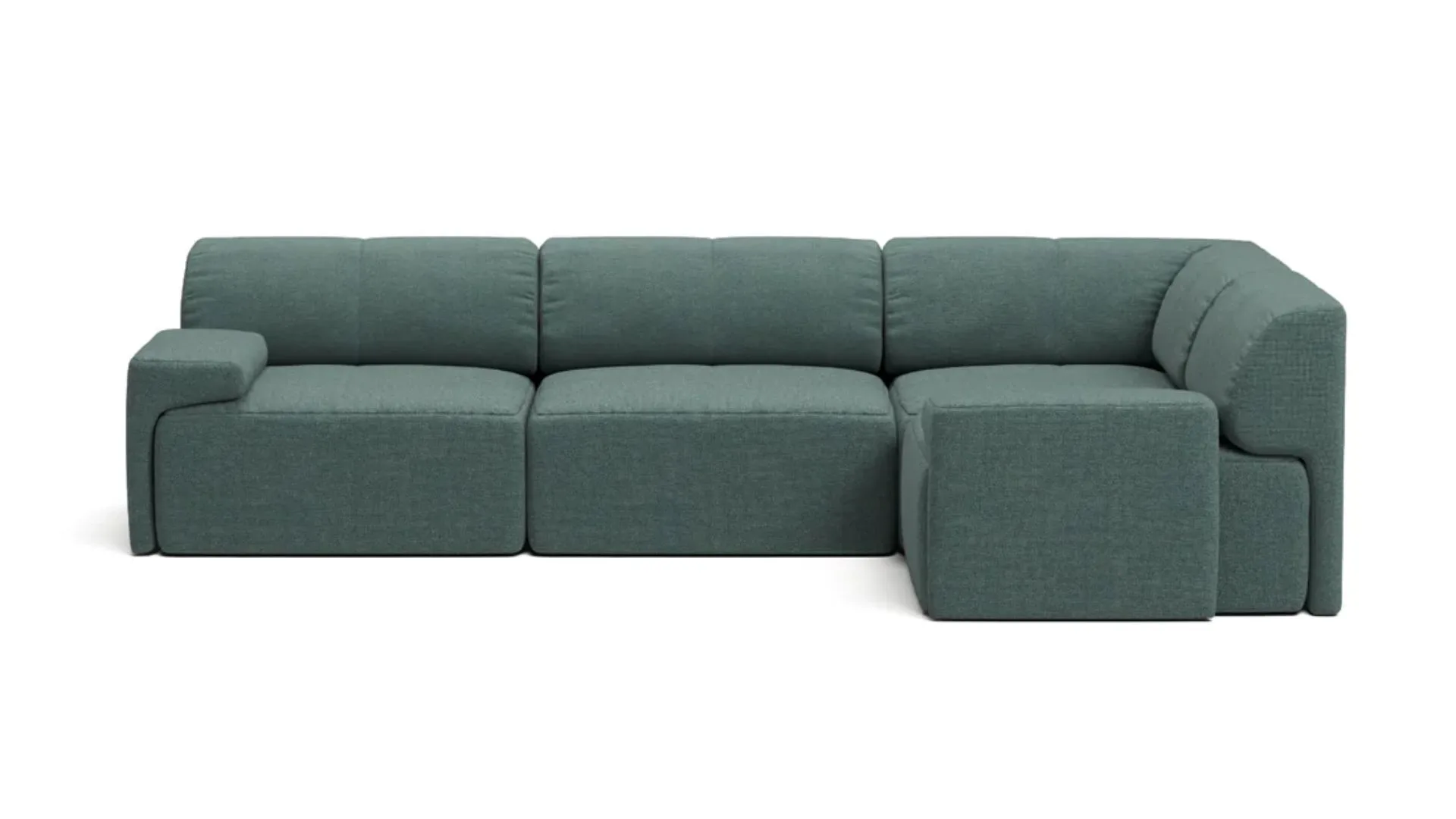Eva Everyday sofa (5-seater L-shape) in Moss Green.