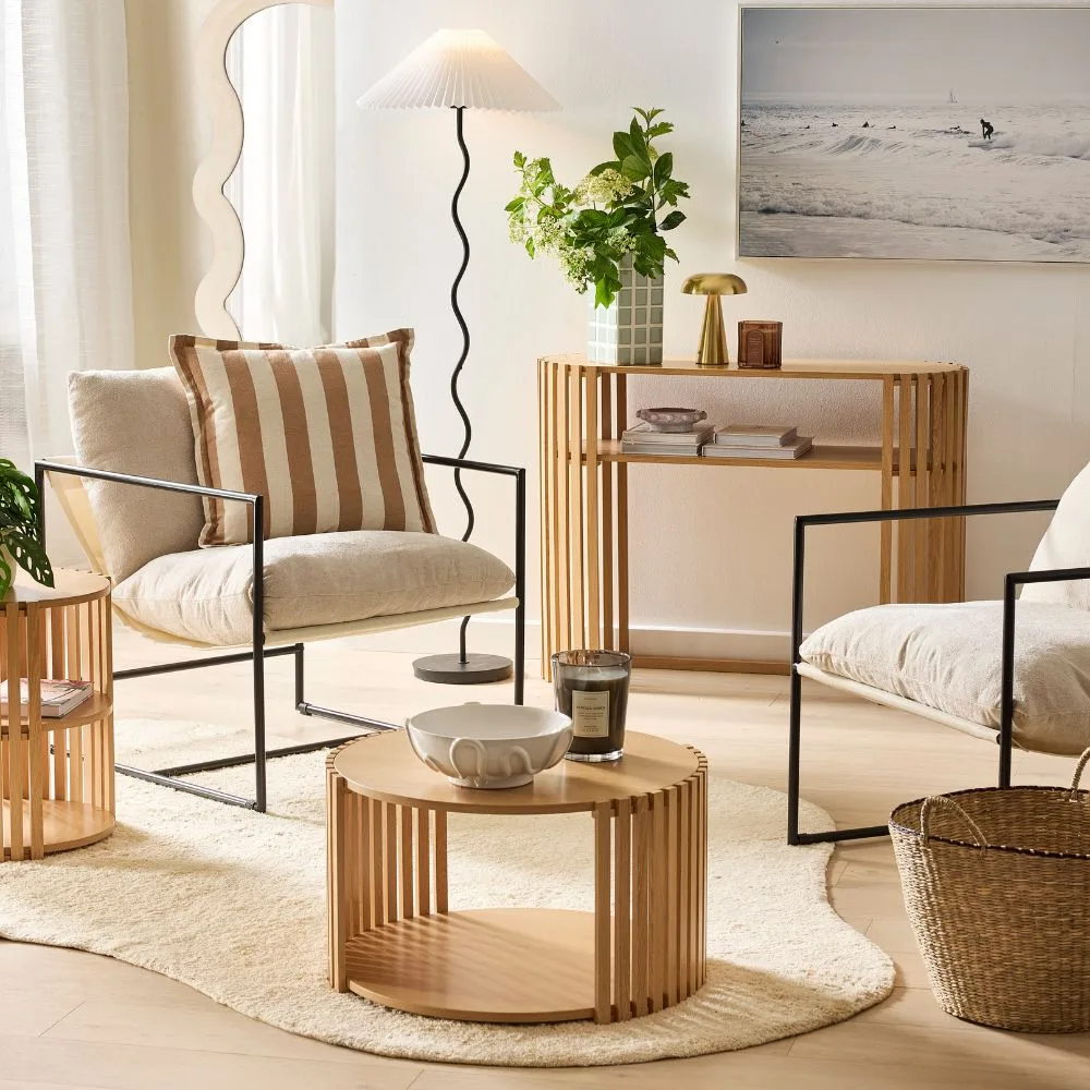 Striped cushion in Kmart's new collection.