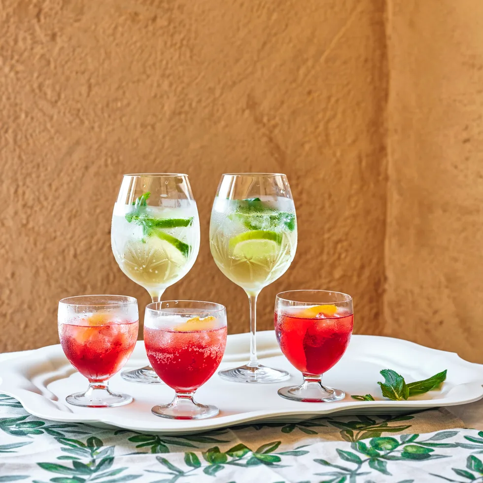 Hugo spritz and negroni sbagliato cocktails.
