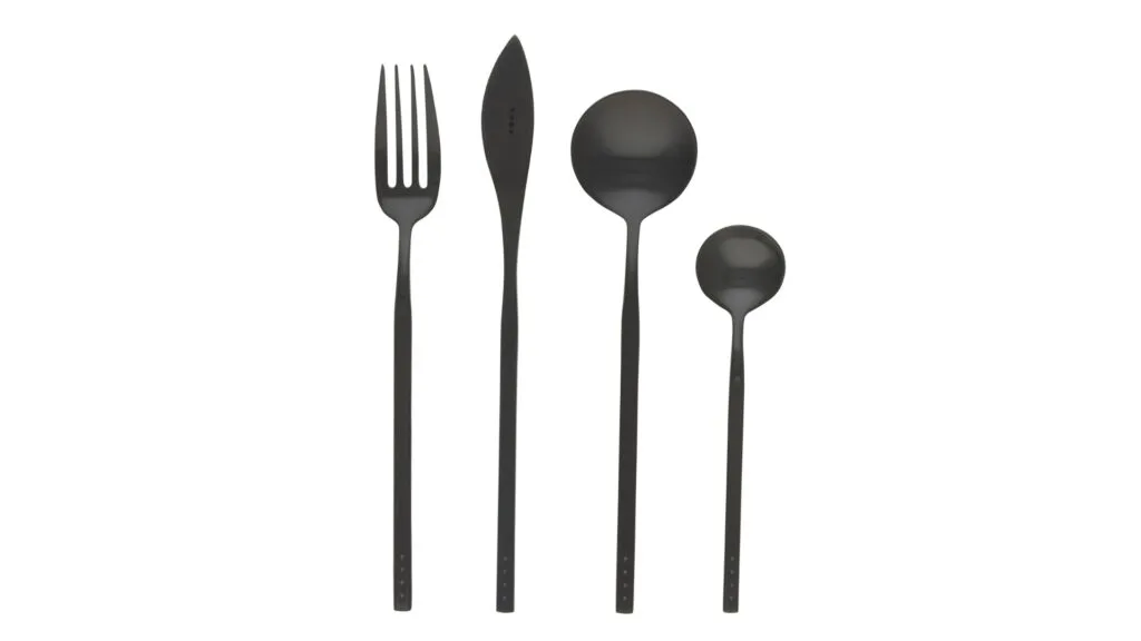 A set of matte black cutlery.