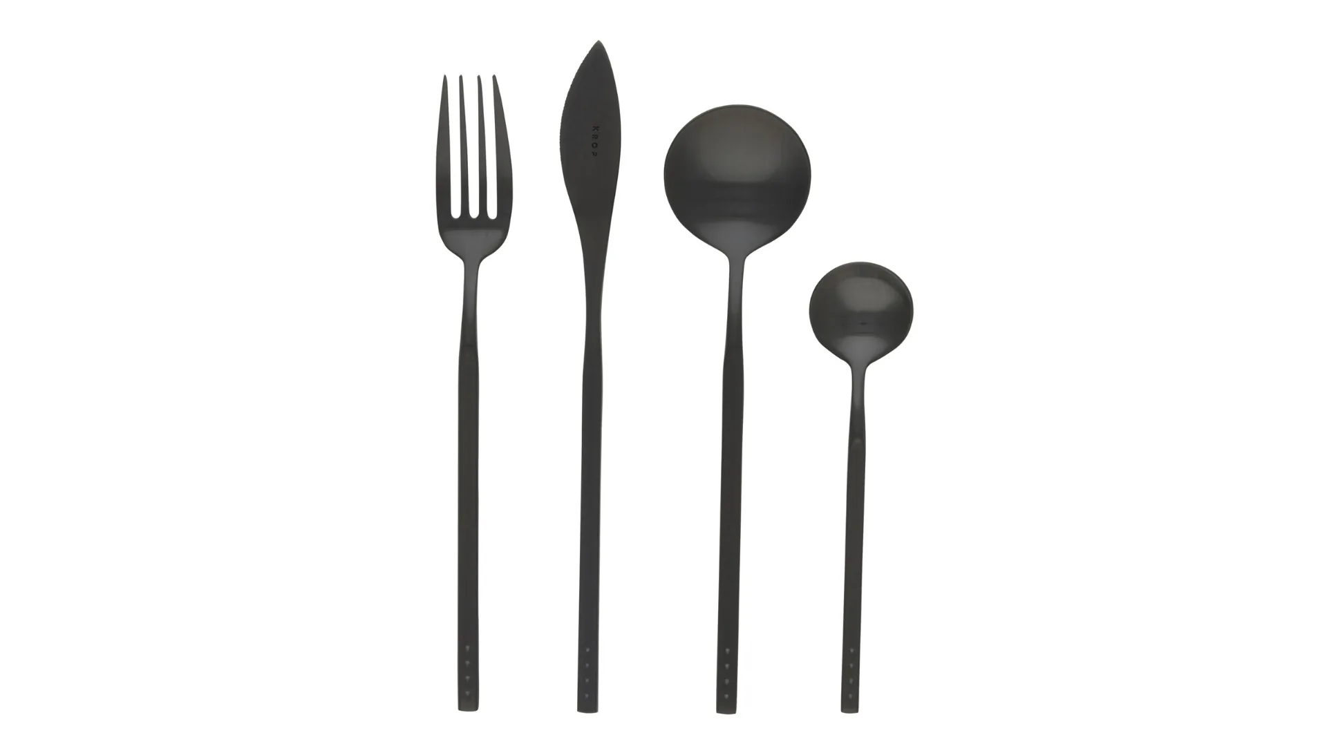 A set of matte black cutlery.