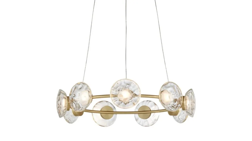 A round hanging glass light pendant.