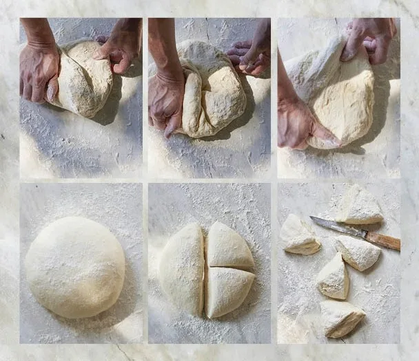 Pizza dough kneading.