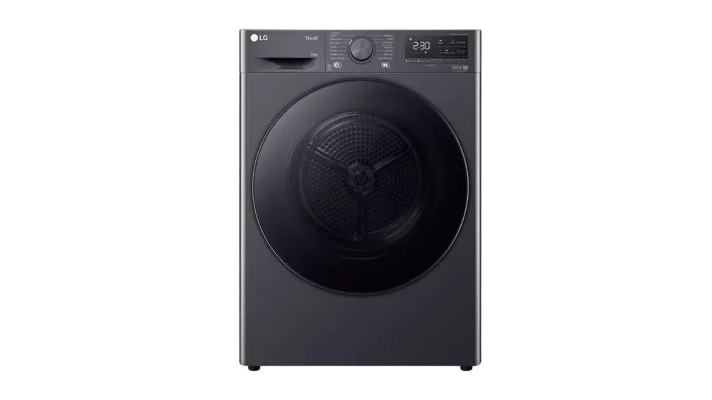 Modern grey LG heat pump dryer