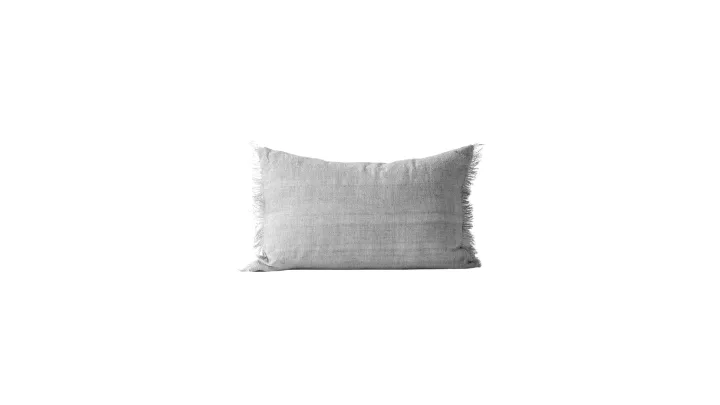 Vintage linen fringe rectangle cushion
