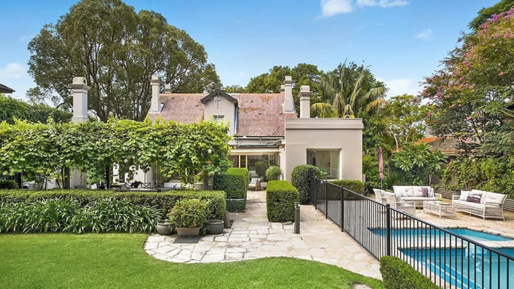 Rear house, lawn and pool view of RecipeTin Eats founder in Hunters Hill, Sydney.