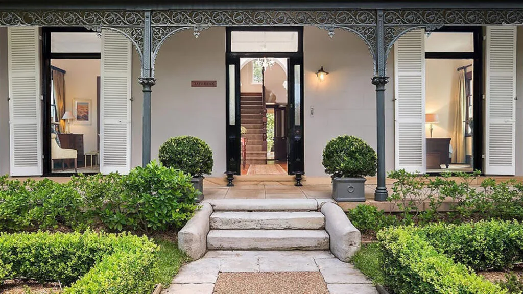 Front door and wrap around verandah at the home of RecipeTin Eats founder in Sydney's Hunters Hill.