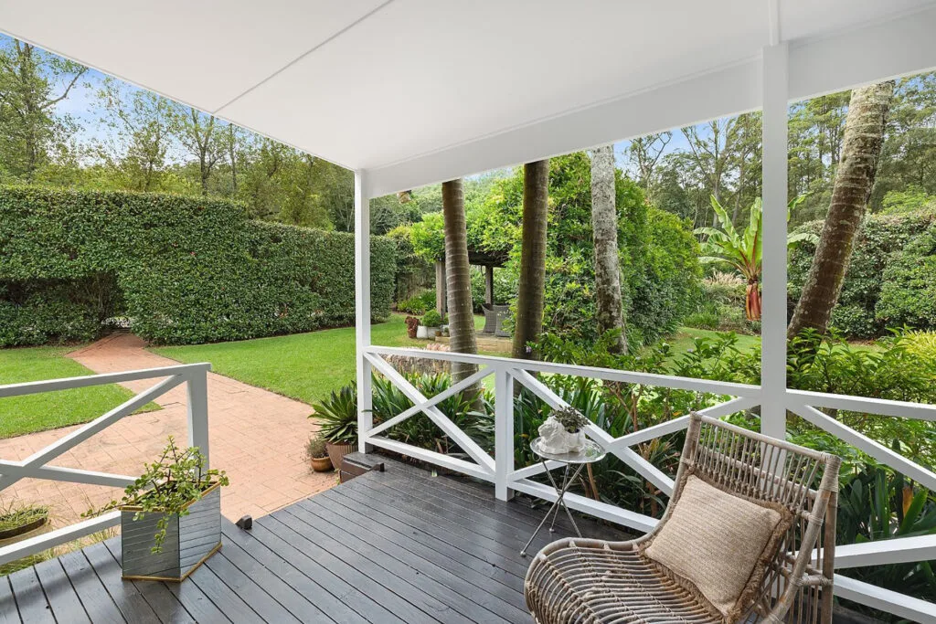 View of garden from the deck of Charlie Albone's home in Ourimbah.