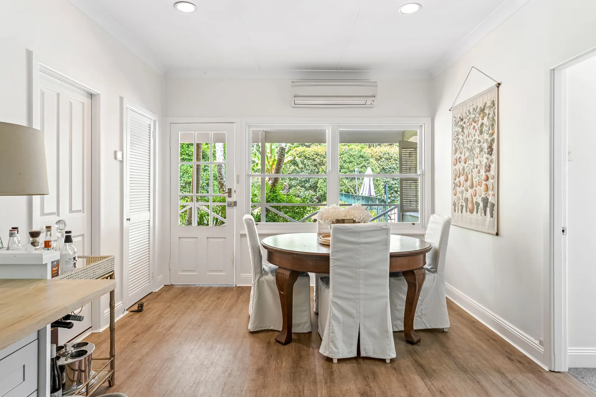White country coastal dining room at Charlie Albone's home in Ourimbah.