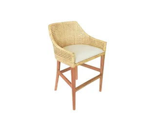 Classic weave rattan bar stool in Light, Highgate House