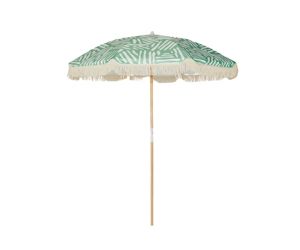 Green beach umbrella