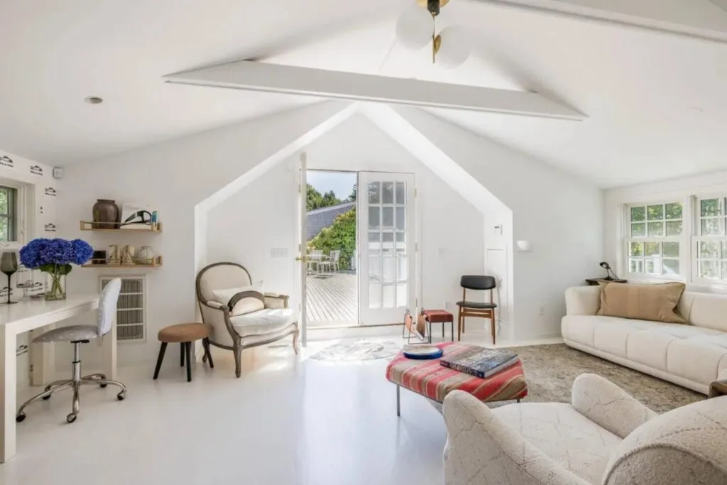 Drew Barrymore Hamptons home for sale guest room