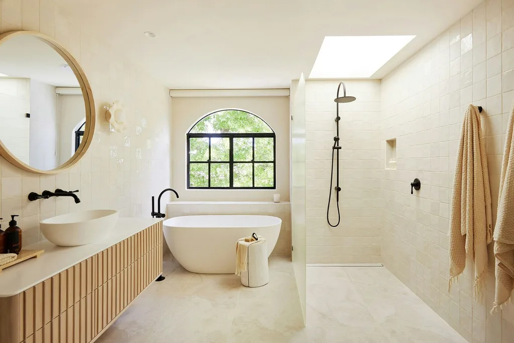 Erin's Urban Farmhouse Main Bathroom Instagram Three Birds Renovations