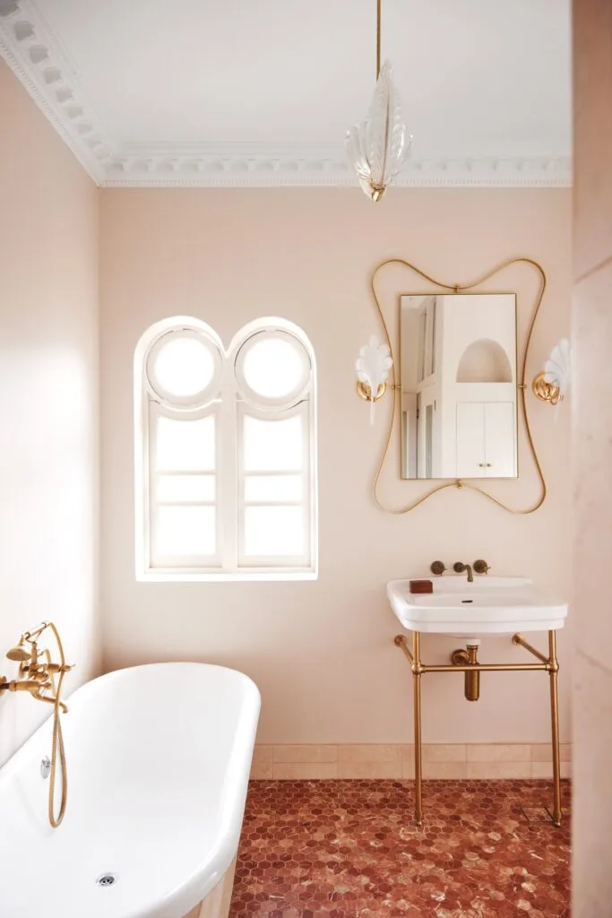 Olli Ella cofounder Chloe Brookman home ensuite bathroom ornate mirror