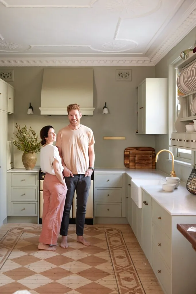 Olli Ella cofounder Chloe Brookman home kitchen with husband Charlie