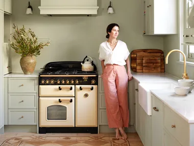 Olli Ella cofounder Chloe Brookman home sage green kitchen