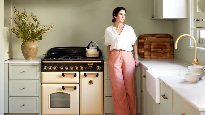 Olli Ella cofounder Chloe Brookman home sage green kitchen
