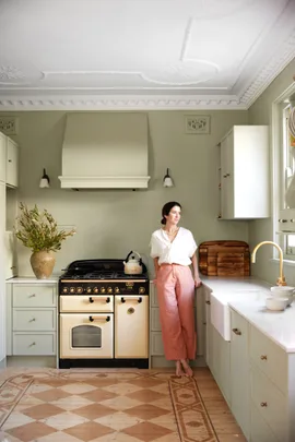 Olli Ella cofounder Chloe Brookman home sage green kitchen