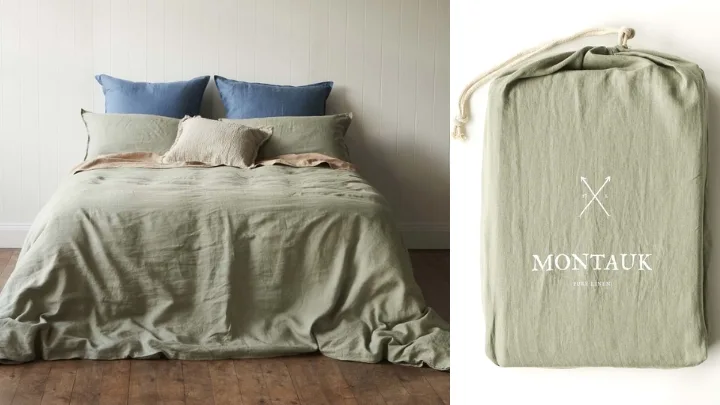 PURE LINEN QUILT COVER SET IN CACTUS