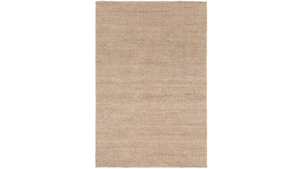 A weaved rug made from a mix of wool and jute